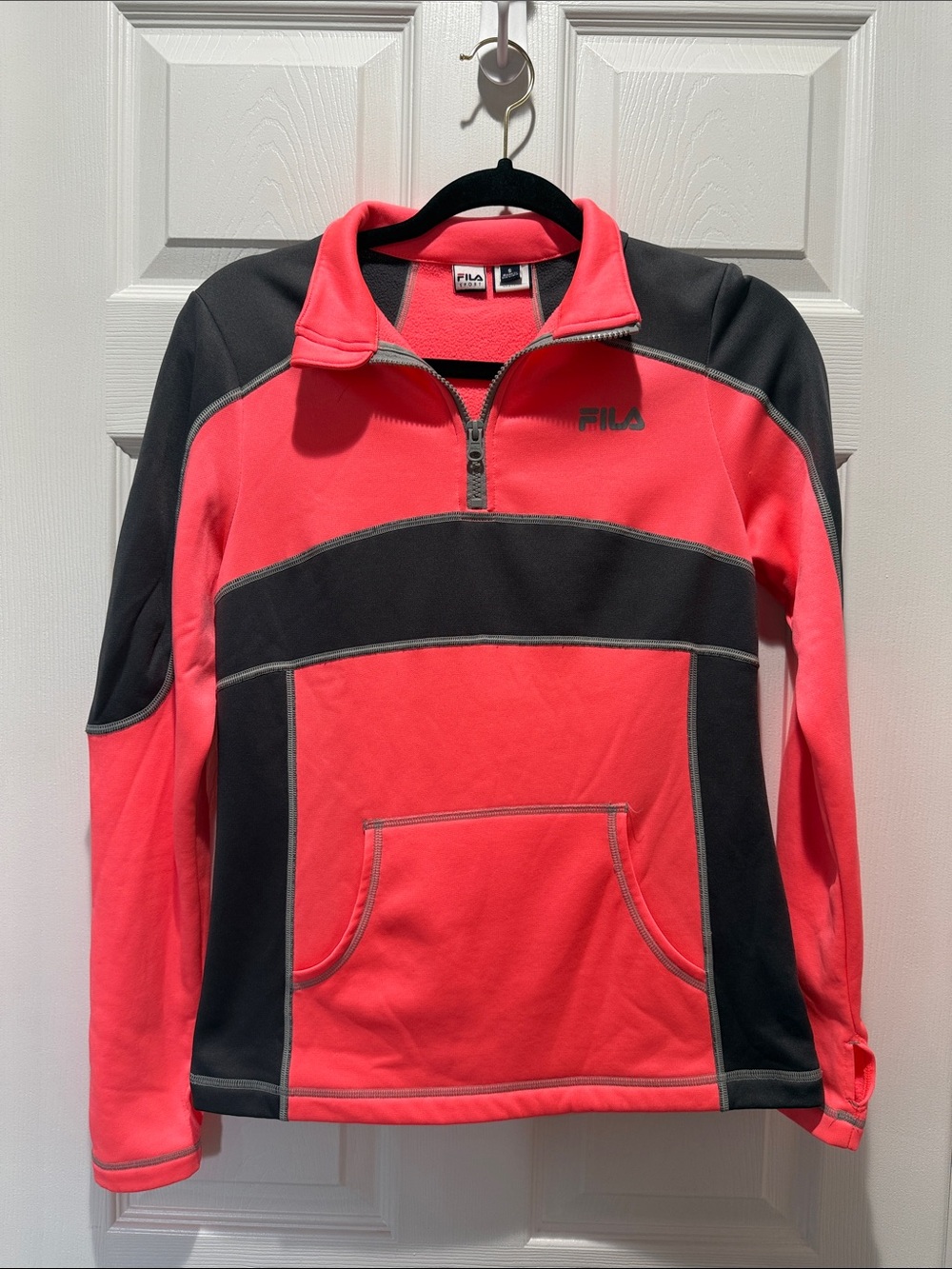 FILA Pink and Black Half-Zip Pullover